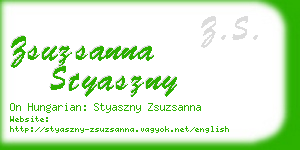 zsuzsanna styaszny business card